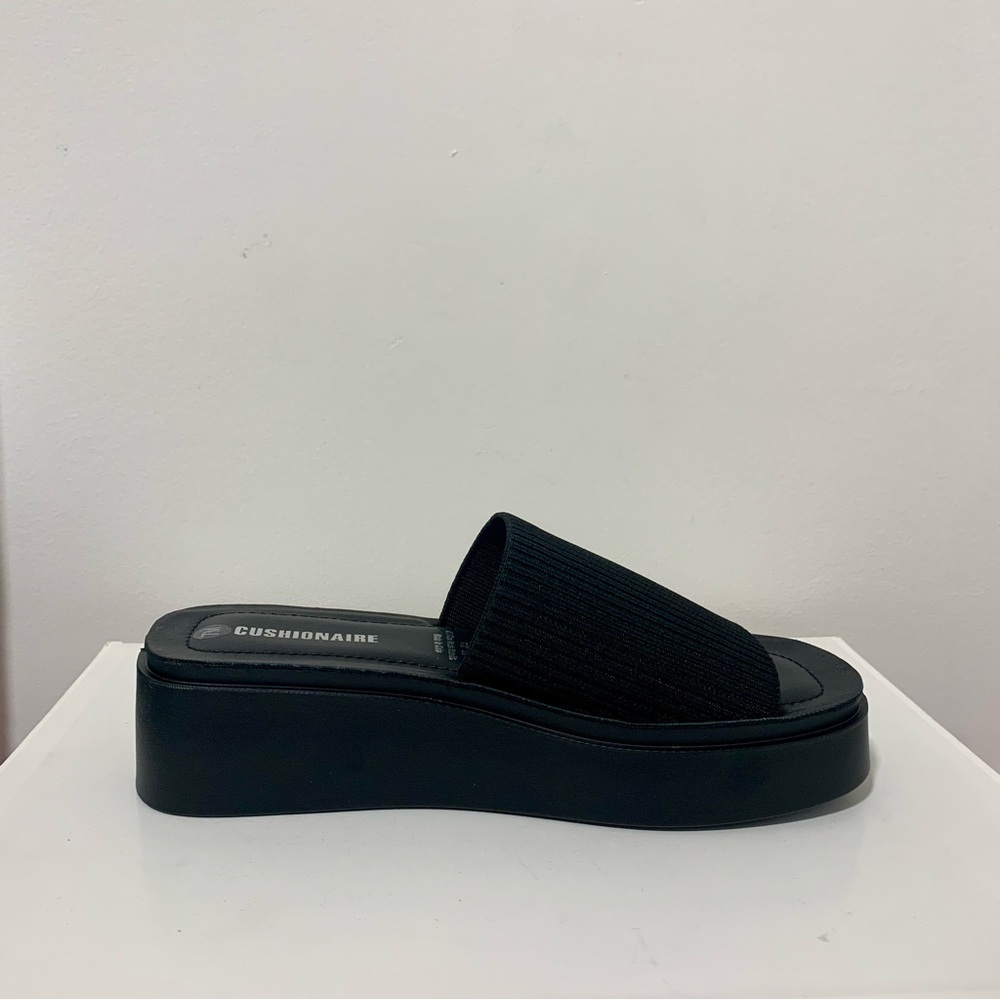 Cushionaire Women's Black Platform Mules